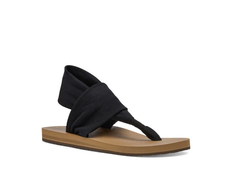 Sanuk Sling ST Vegan - Sanuk Sandals Womens Black / Brown - Philippines STGNWX524